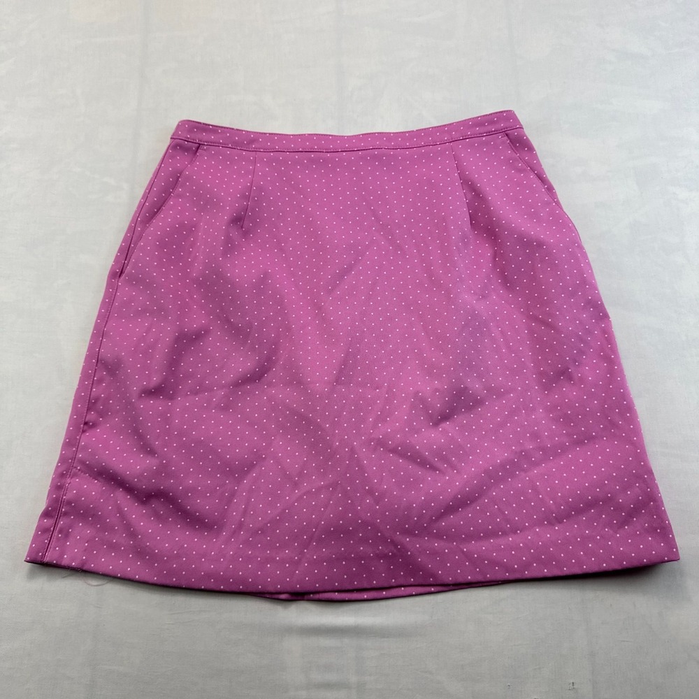 Tail Tech Golf Skirt Womens 8 Pink White Polka Dot Pleated Side Slit Back Zipper